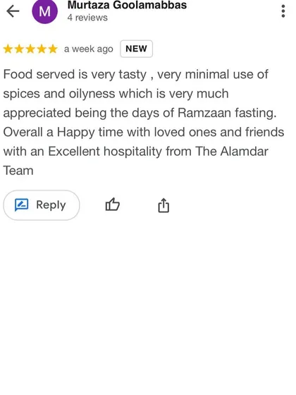 This review appreciates our tasty food with minimal use of spices and oil, which is perfect for Ramadan fasting. We are glad you had a happy time.