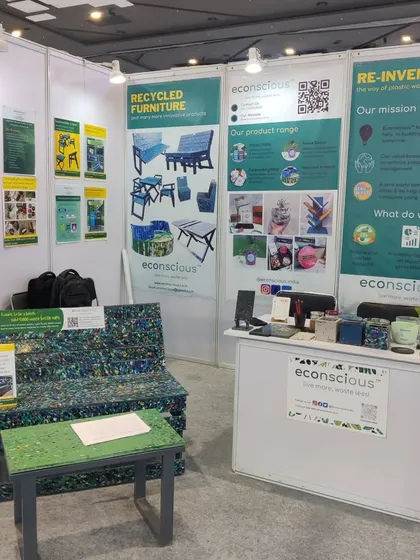 Our stall ready to welcome visitors. Events like these are crucial for spreading awareness about sustainable alternatives to traditional furniture.