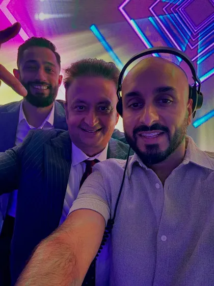 A selfie from behind the decks with some friends at a UK wedding. The energy from the crowd was amazing.