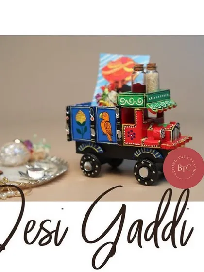 A promotional image for our 'Desi Gaddi' Rakhi hamper, a truly unique gift for your brother.