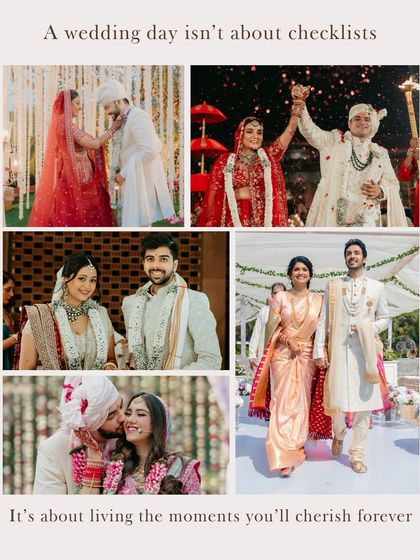 A wedding day isn't about checklists; it's about living the moments you'll cherish forever. This collage showcases the happy, candid moments of several couples on their big day.
