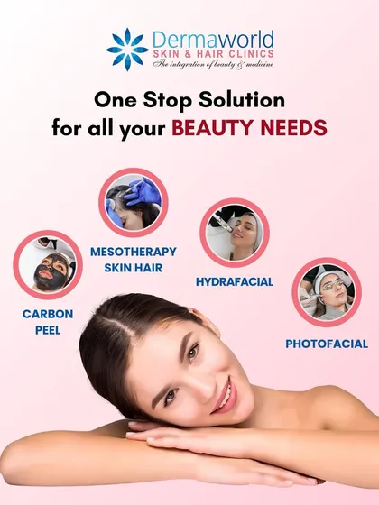 I offer a comprehensive range of advanced facial treatments to address all your beauty needs under one roof. This graphic gives a snapshot of some of my most effective services, including the Carbon Peel for pores, Hydrafacial for glow, Photofacial for sun damage, and Mesotherapy for rejuvenation.