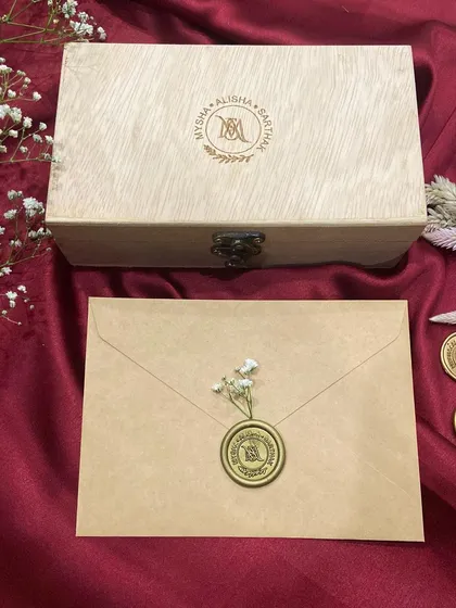 The personalised wooden box for our wax seal kit can also be engraved with your logo or monogram.