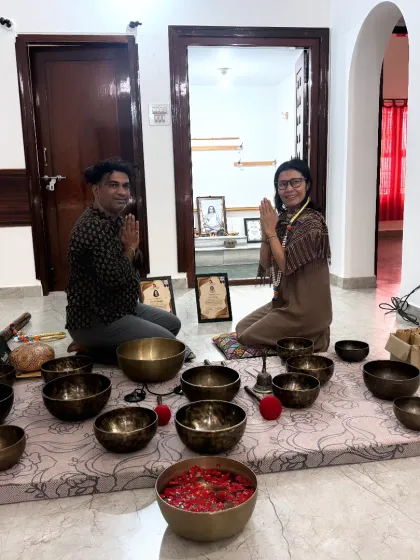 A moment of quiet acknowledgment and respect after the completion of the sound healing training.