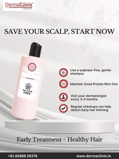 To save your scalp, we recommend simple but effective steps: use a gentle, sulphate-free shampoo, eat a protein-rich diet, and visit a dermatologist for regular checkups to detect early thinning.