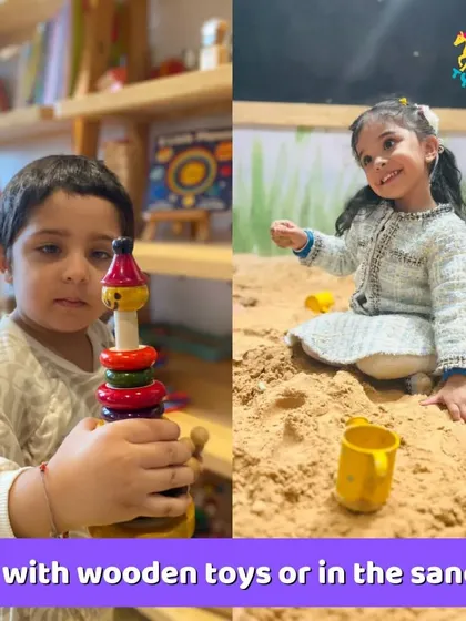 Our parent-toddler sessions often involve our wooden toys and sandpit. It's a safe and stimulating environment for the little ones to explore.