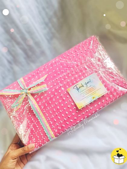 All packed and ready to go. I wrap each hamper carefully to make sure it arrives perfectly for the big reveal.