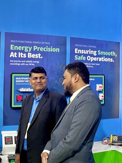 My team discussing our range of energy precision and power quality monitors with attendees at the EL-Asia Expo 2024.