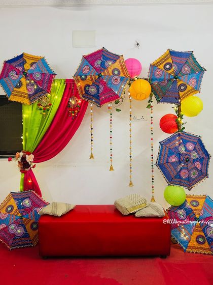 We bring vibrant traditions to life with our Mehendi and Haldi decor. This setup features colorful Rajasthani umbrellas, bright drapes, and festive lighting to create a joyful and picture-perfect setting for pre-wedding functions.