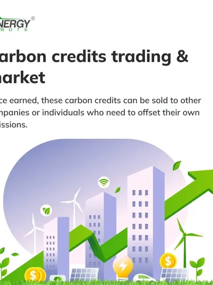 Once earned, carbon credits become a tradable asset. As this graphic shows, they can be sold in the carbon market to other companies that need to offset their own emissions, creating a new revenue stream for your sustainable business.