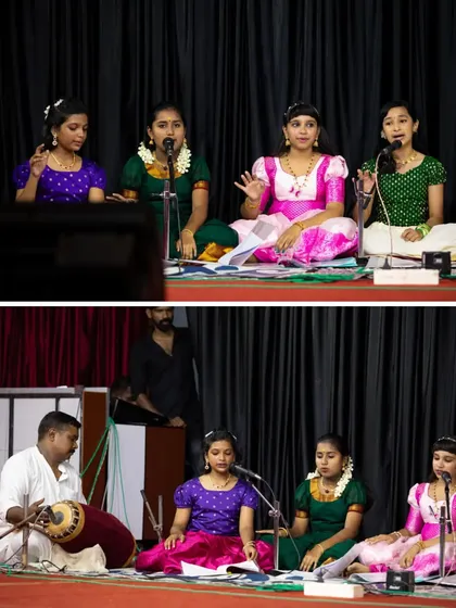 From practice sessions to the main stage, our students learn to coordinate with each other and the accompanying artists. This image captures our young singers performing a piece together with focus and unity.
