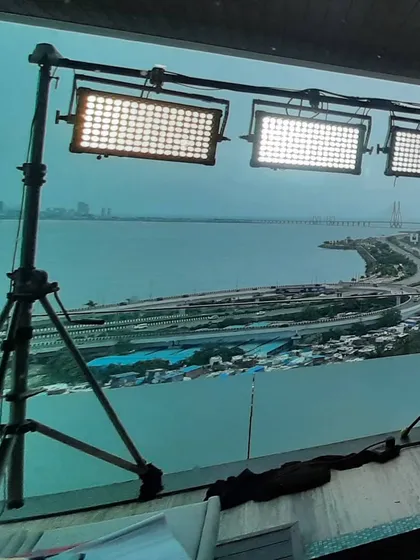 Filming on a high rise balcony during the Mumbai monsoon presents a significant challenge. We rely on IP65 rated fixtures like the Creamsource Vortex8, which are designed to be water resistant, ensuring the shoot continues safely without compromising on lighting quality.