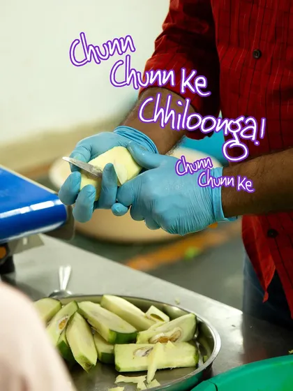The process of peeling mangoes continues, a labour of love that is essential for the perfect pickle.