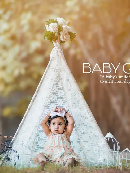 A baby's smile is an antidote to melt your day's stress away. A beautiful outdoor portrait in our lace teepee.