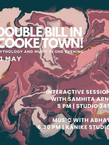 Another poster promoting a "Double Bill in Cooke Town," combining an interactive session at a nearby studio with a music performance at Kānike.