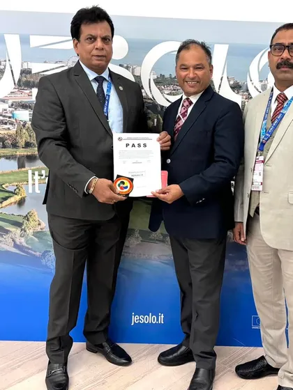 Another successful candidate receiving his WKF Judge A license upgrade certificate. This is a significant achievement for any karate official.