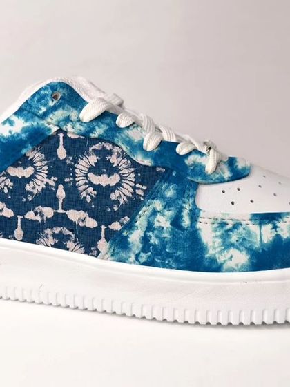 A design for Liberty Shoes inspired by the timeless Indigo tie-dye technique. The beautiful blue patterns are a staple of Indian textiles, and they look stunning on a sneaker.