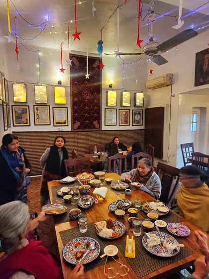 A lively dinner scene from my pop-up in Lucknow. It was wonderful to see families and friends gathered around the table, enjoying the Maharashtrian thali and sharing stories.
