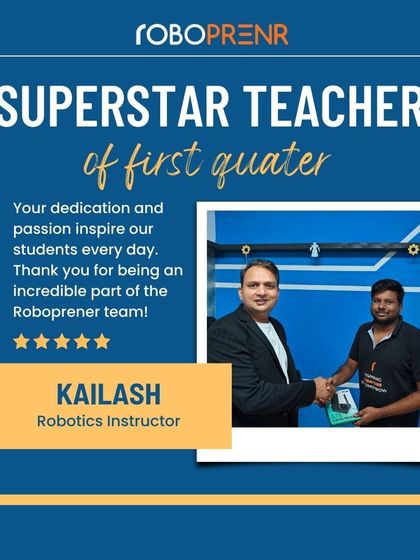 A proud moment as I congratulate Kailash, our Robotics Instructor, for being named the Superstar Teacher of the First Quarter. His dedication and passion inspire our students every day.