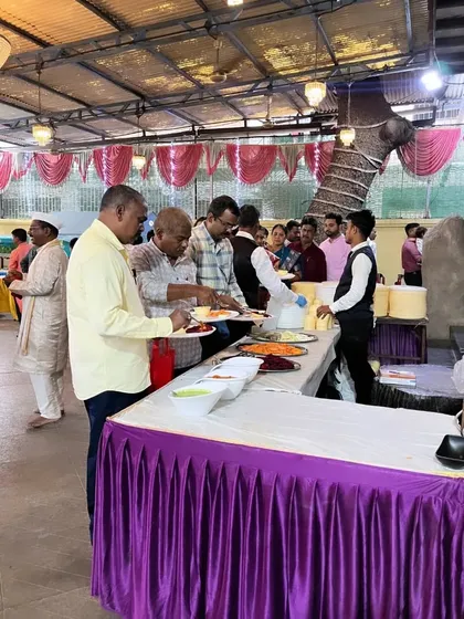 Guests enjoying the food at the wedding in Vikhroli. Seeing happy guests is the best reward for my work.