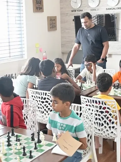 A glimpse into our Jayanagar academy, where one of our expert coaches provides personalized guidance during a group session. We maintain small class sizes to ensure every child gets the attention they need to thrive.
