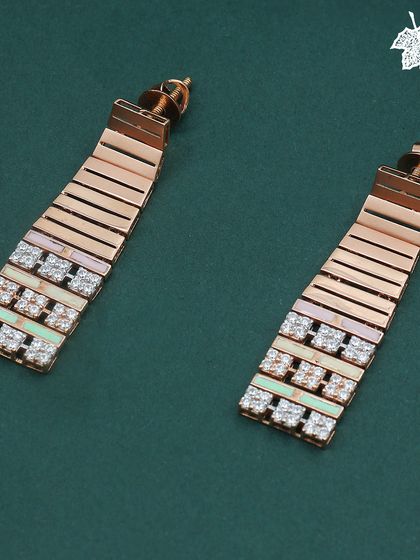 The Fusion Rose Gold earrings, designed with clean lines and a subtle sparkle.