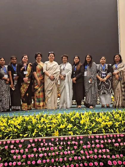 A group photo with members of the National and Haryana State Commissions for Women.