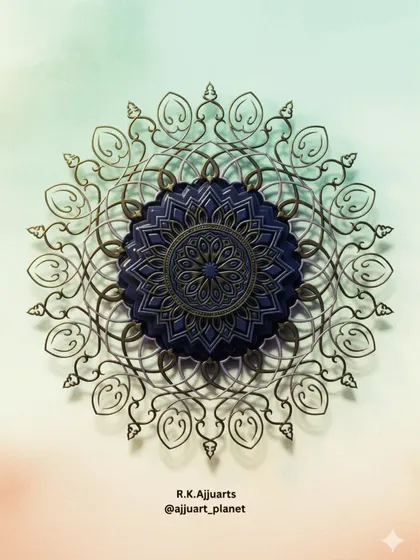 A digitally enhanced version of my mandala, with added lighting and shadow to create a subtle 3D effect.