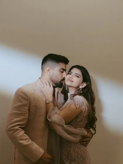 An intimate close-up portrait. We direct our couples into poses that feel natural and romantic, capturing the quiet connection they share.