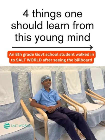 This was a special day. An 8th-grade student from a local government school walked in, full of curiosity. His wonder at the salt cave and float tank reminded me of the power of learning and exploration.