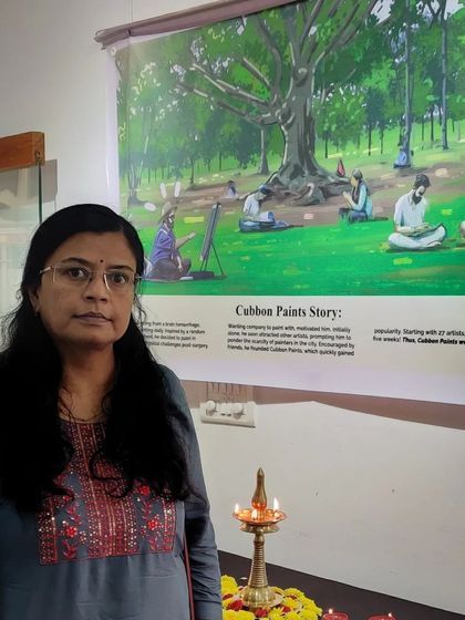 Standing next to the story of Cubbon Paints at the anniversary exhibition. It is a wonderful community that has grown so much in just a year.