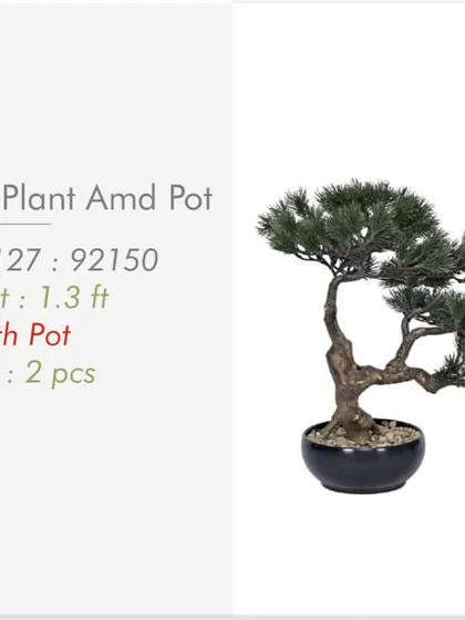 A 1.3 ft artificial Pine Bonsai with a windswept design, perfect for adding a touch of zen to a small space.