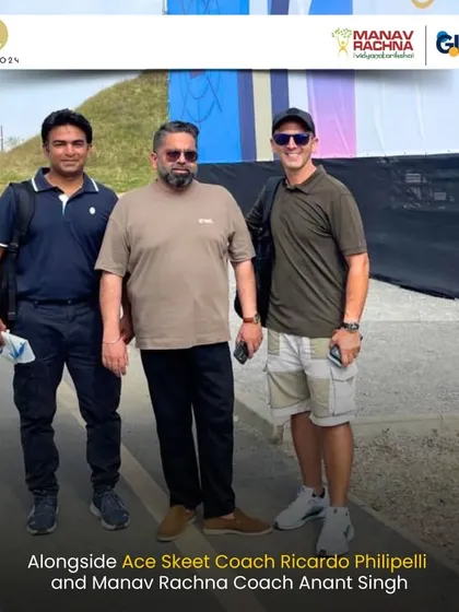 Our leadership and coaching staff engaging with international experts like ace Skeet Coach Ricardo Philipelli at the Paris Olympics to forge new collaborations.