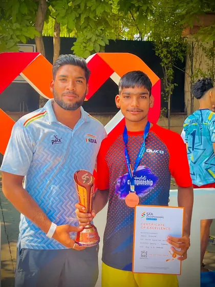Celebrating a 3rd place finish at the SFA Championship held at the prestigious Indra Gandhi Stadium.