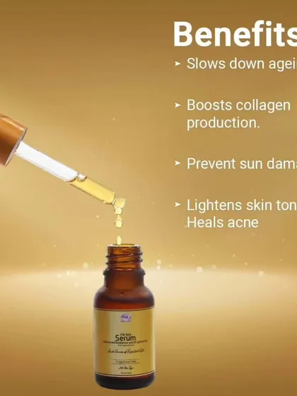My 24k Gold Serum is a little bottle of luxury for your skin. It's designed to slow down ageing, boost collagen, and heal acne, giving you a beautiful, youthful glow.