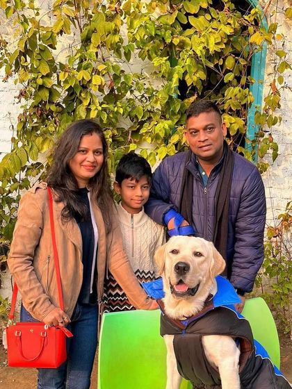 A beautiful family photo. We love being a place where the whole family, from the youngest child to the furriest member, can spend quality time together.