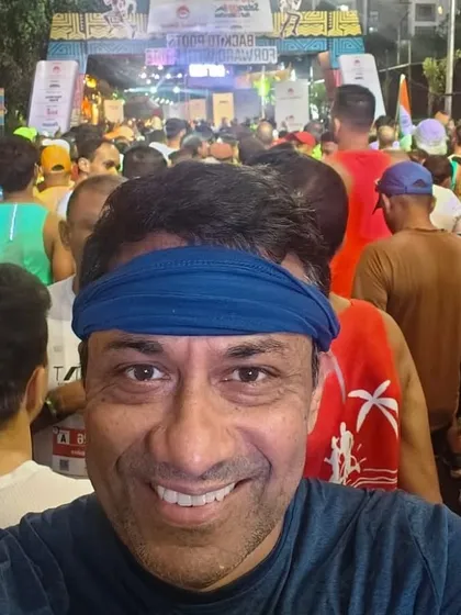 A selfie from the starting line of the Satara Hill Half Marathon. The energy and anticipation before a big race are electric.