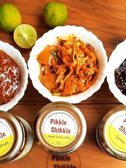 My lemon pickles are a customer favourite. Here you can see my Lemon Crush, Ginger Lemon Chilli, and classic Lemon pickle, each with its own unique tangy taste.