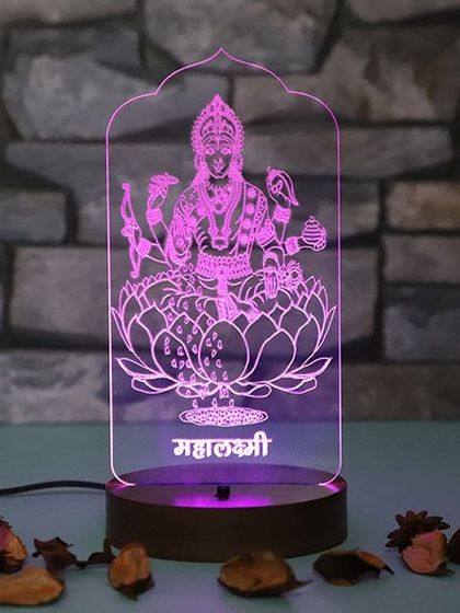 This beautifully detailed 3D lamp of Mahalakshmi is a perfect gift for festivals like Diwali or for a housewarming. The intricate design glows in a variety of colors, adding a divine touch to any home.