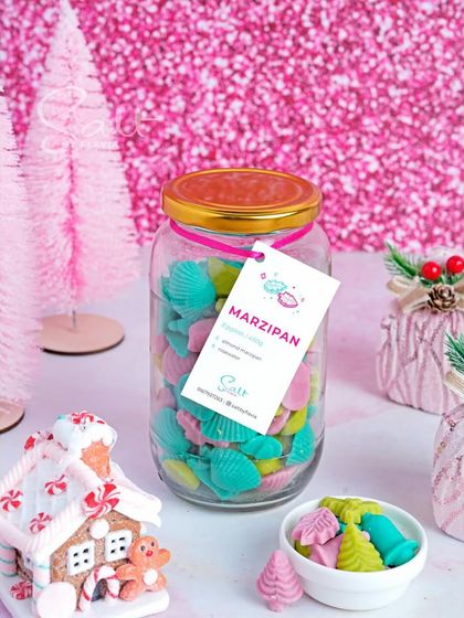 Mmm, marzipan. I make these with almonds and rose water, and I confess to eating some every day for quality control purposes.