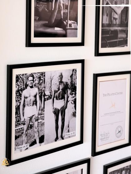 The gallery wall in my studio pays homage to the history of Pilates, including photos of Joseph Pilates himself. It's a source of daily inspiration for me and my clients.