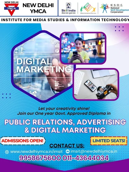 This poster outlines our comprehensive diploma in Public Relations, Advertising & Digital Marketing. The course is designed to unleash creativity and provide job-oriented training in media and communications.