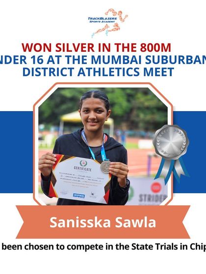 Sanisska secured a silver medal in the 800m U-16 category at the Mumbai Suburban District Athletics Meet, earning her a spot in the State Trials.