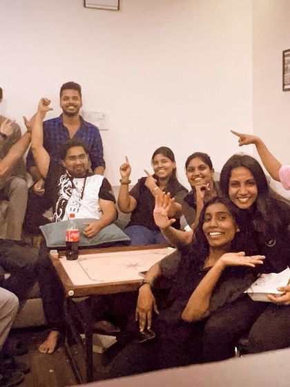 The team unwinding together. These moments of fun and laughter are just as important as the hard work we put in every day.