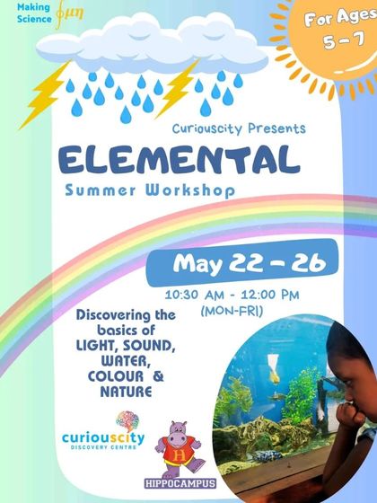 The Elemental Summer Workshop, presented with Curiouscity! This week-long science camp lets kids discover the basics of light, sound, water, and nature through fun, hands-on experiments.