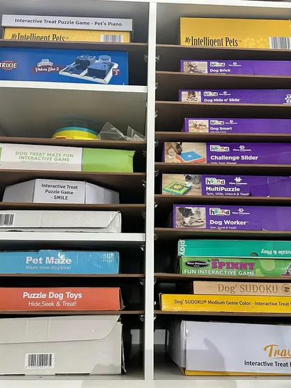 Welcome to my puzzle library. I believe every dog should have access to a variety of brain games without their parents having to buy dozens of expensive toys. This library allows you to rent different puzzles to keep your dog challenged and engaged.