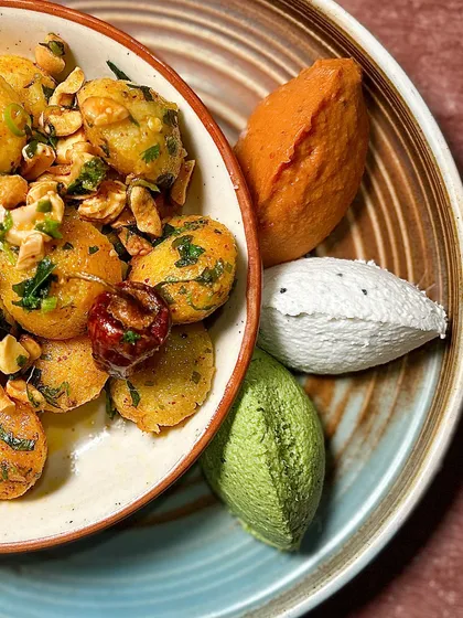 A closer look at our iconic Gunpowder Idli. The combination of soft texture and explosive flavor makes this a must-try small plate for anyone hosting a gathering with us.