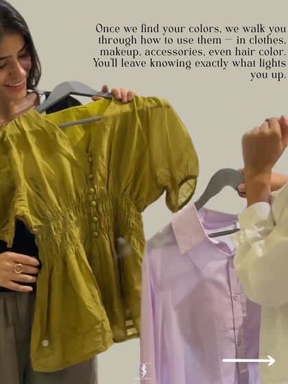 Once we have identified your personal color palette, we move on to the practical application. I show you how to use your colors in clothes, makeup, and even hair color, so you leave the session with the confidence and knowledge to build a wardrobe that truly lights you up.