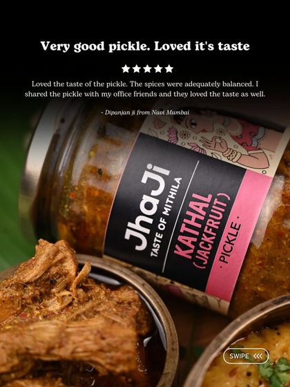 A series of customer reviews for our Kathal ka Achar, with people from Bangalore to Gujarat praising its perfect, mom-made taste.