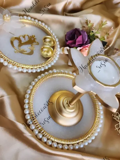 Another look at my new festive collection, featuring the lotus tealight holder and puja thali.